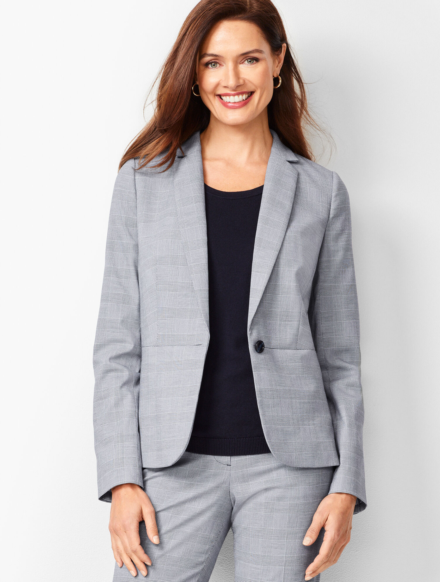 Glen Plaid Peplum Blazer