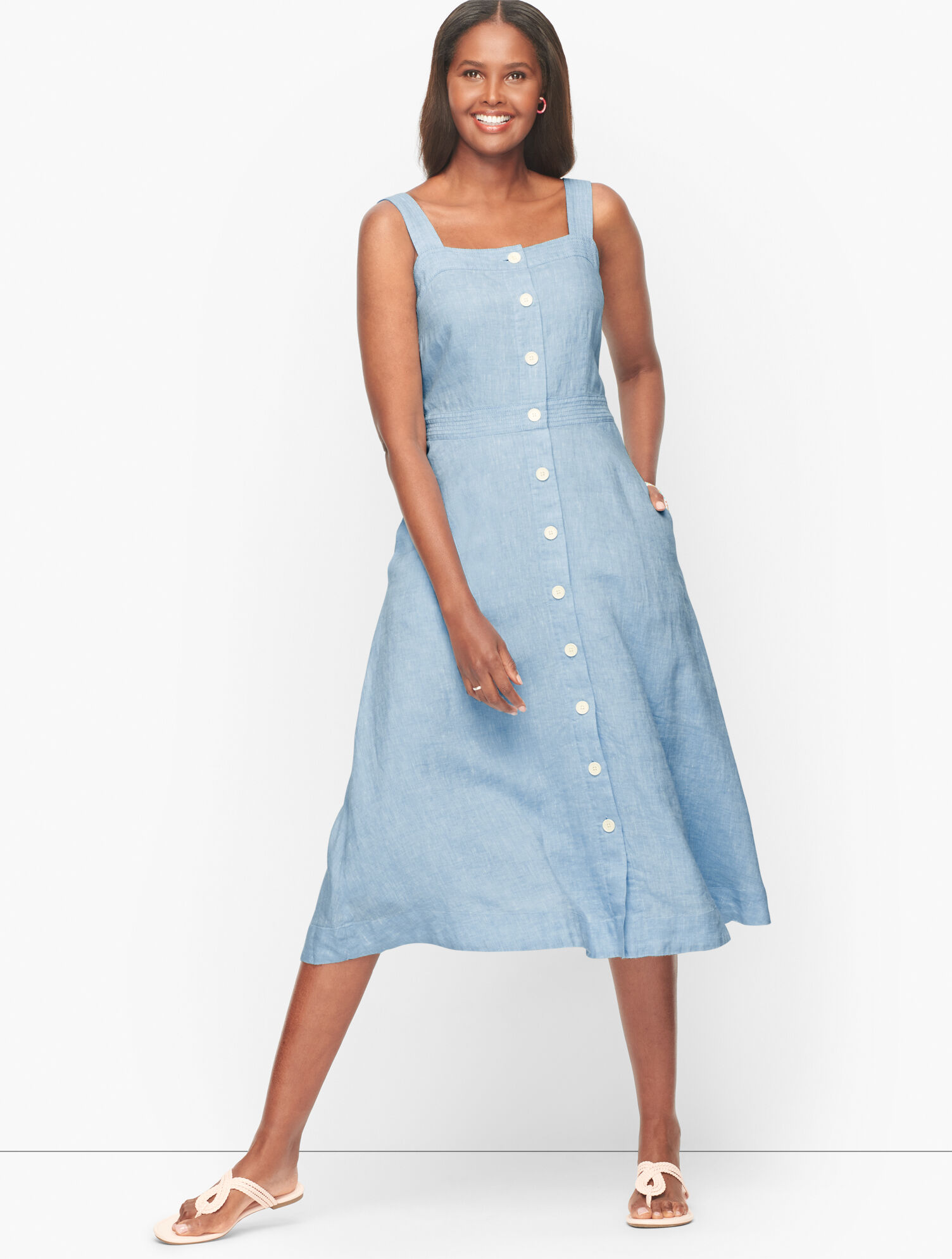 Linen Fit & Flare Dress Talbots