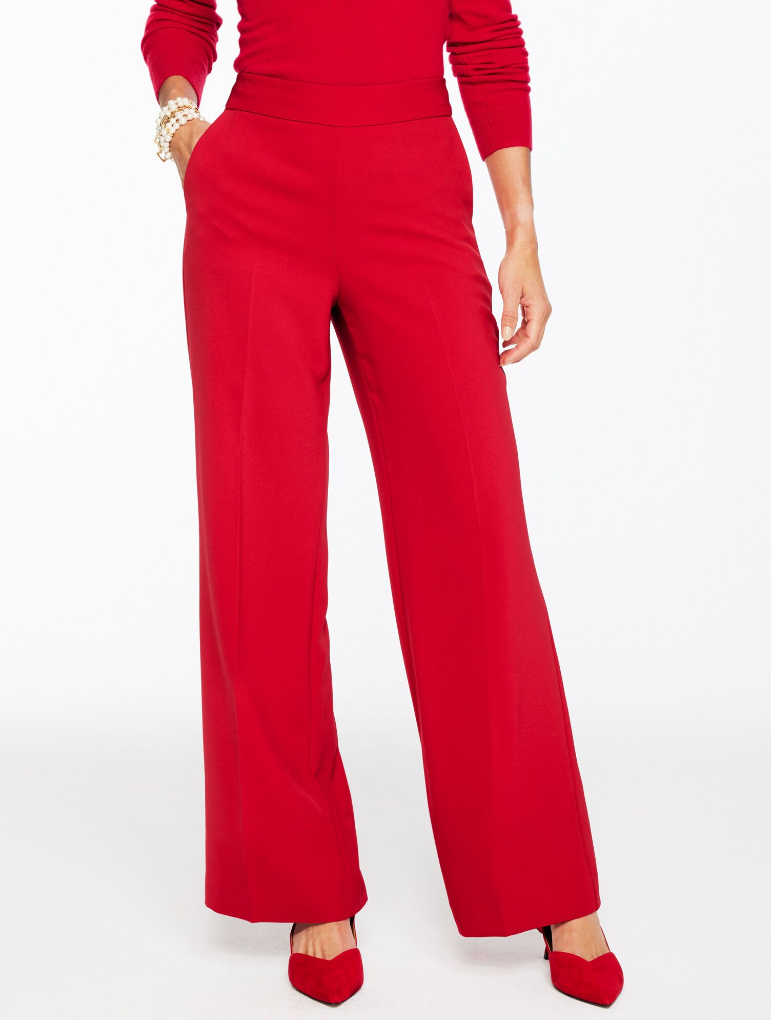 Wide Leg Polished Crepe Pants