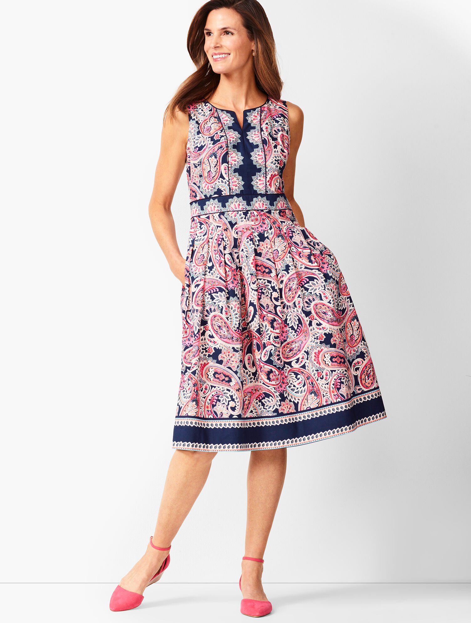 ドレス Original paisley pattern dress Paisley Fit & Flare Dress | Talbots