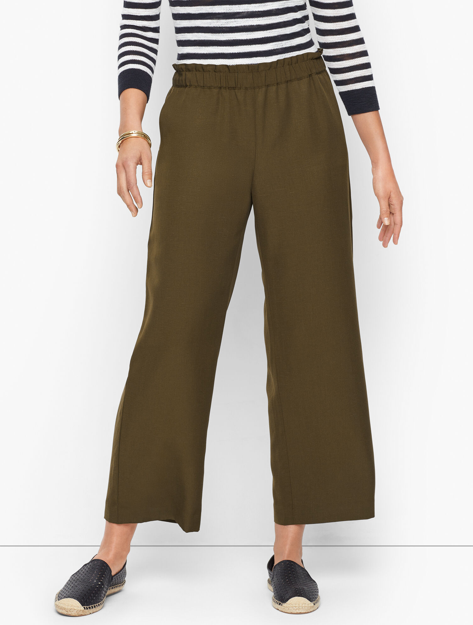 Slub TENCEL&trade; Wide Leg Crop Pants