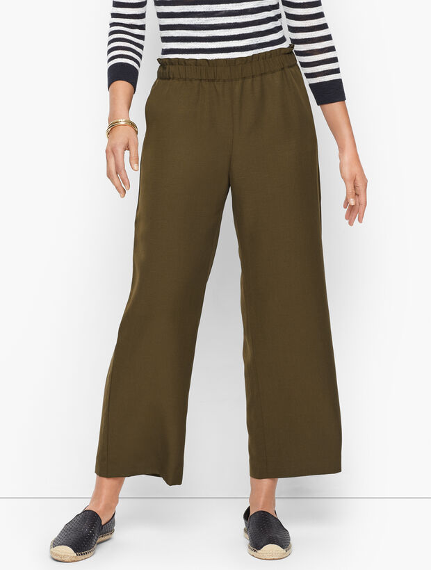 Slub TENCEL&trade; Wide Leg Crop Pants