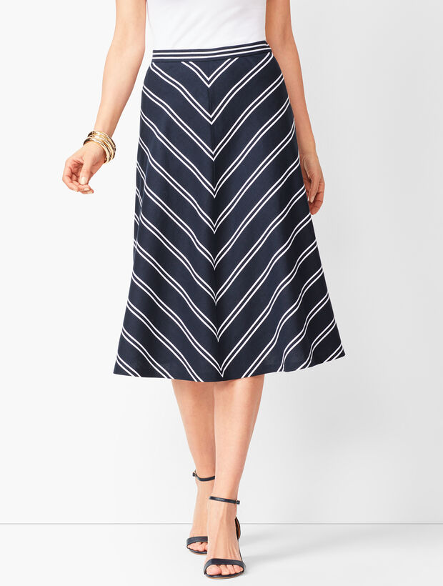 Dobby-Weave Stripe Midi Skirt