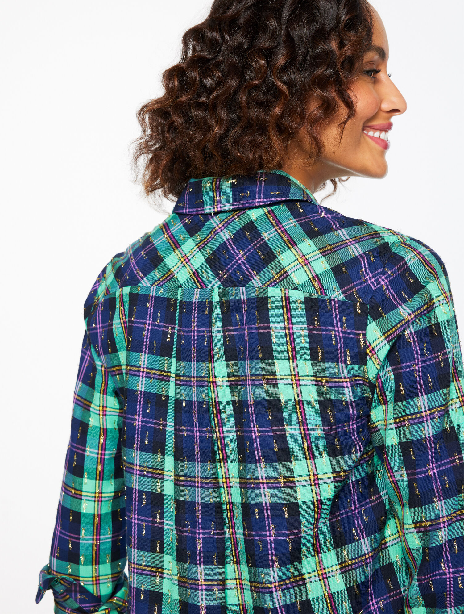 Metallic Modern Classic Shirt - Cheerful Plaid