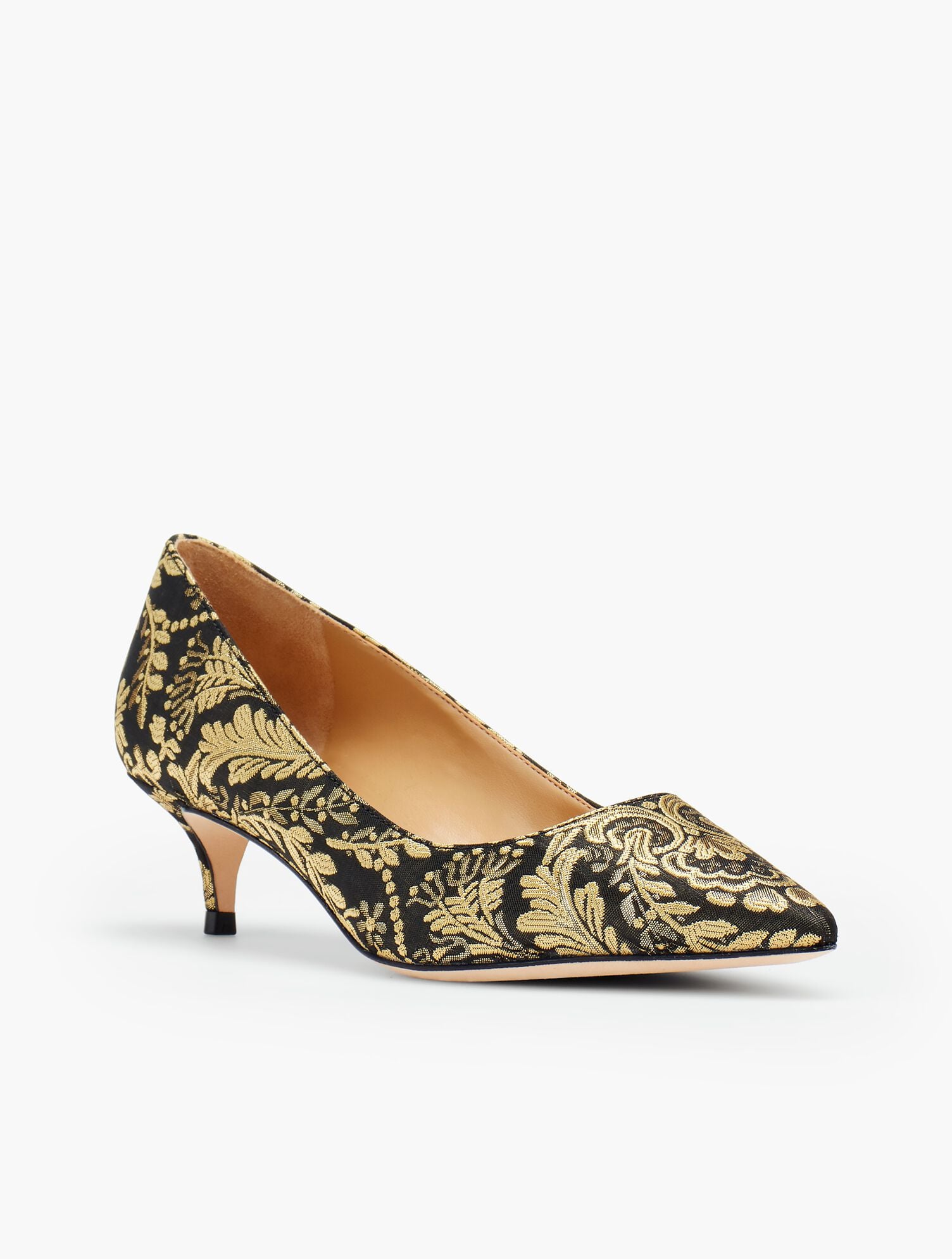 Sylvie Kitten Heel Pumps - Floral Jacquard