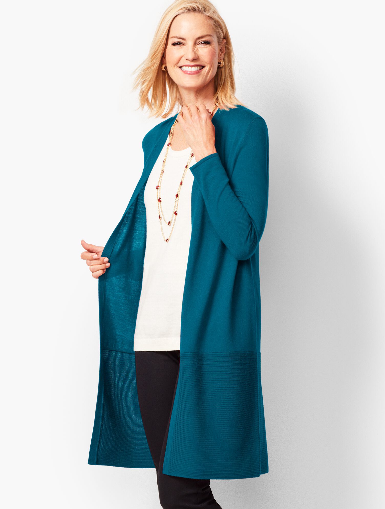 Open-Front Merino Wool Cardigan | Talbots