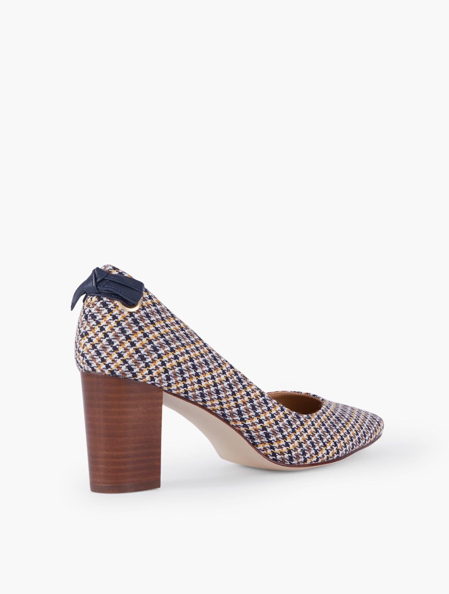 Kelsey Tie Detail Block Heel Pumps - Houndstooth