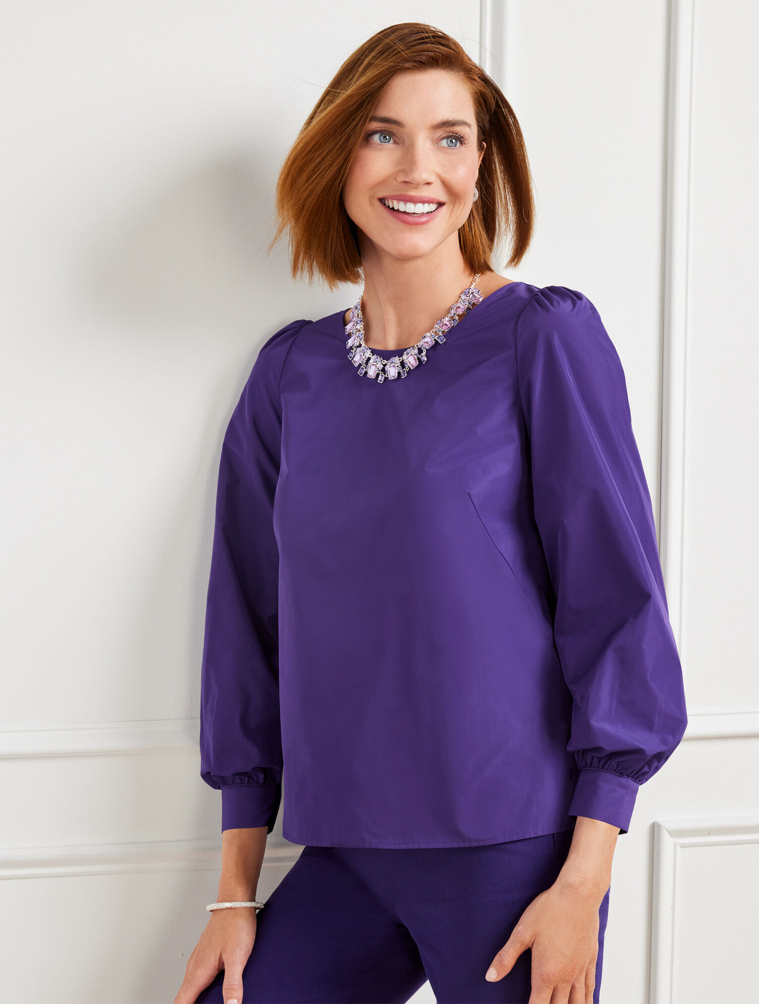 Back Cutout Taffeta Top | Talbots