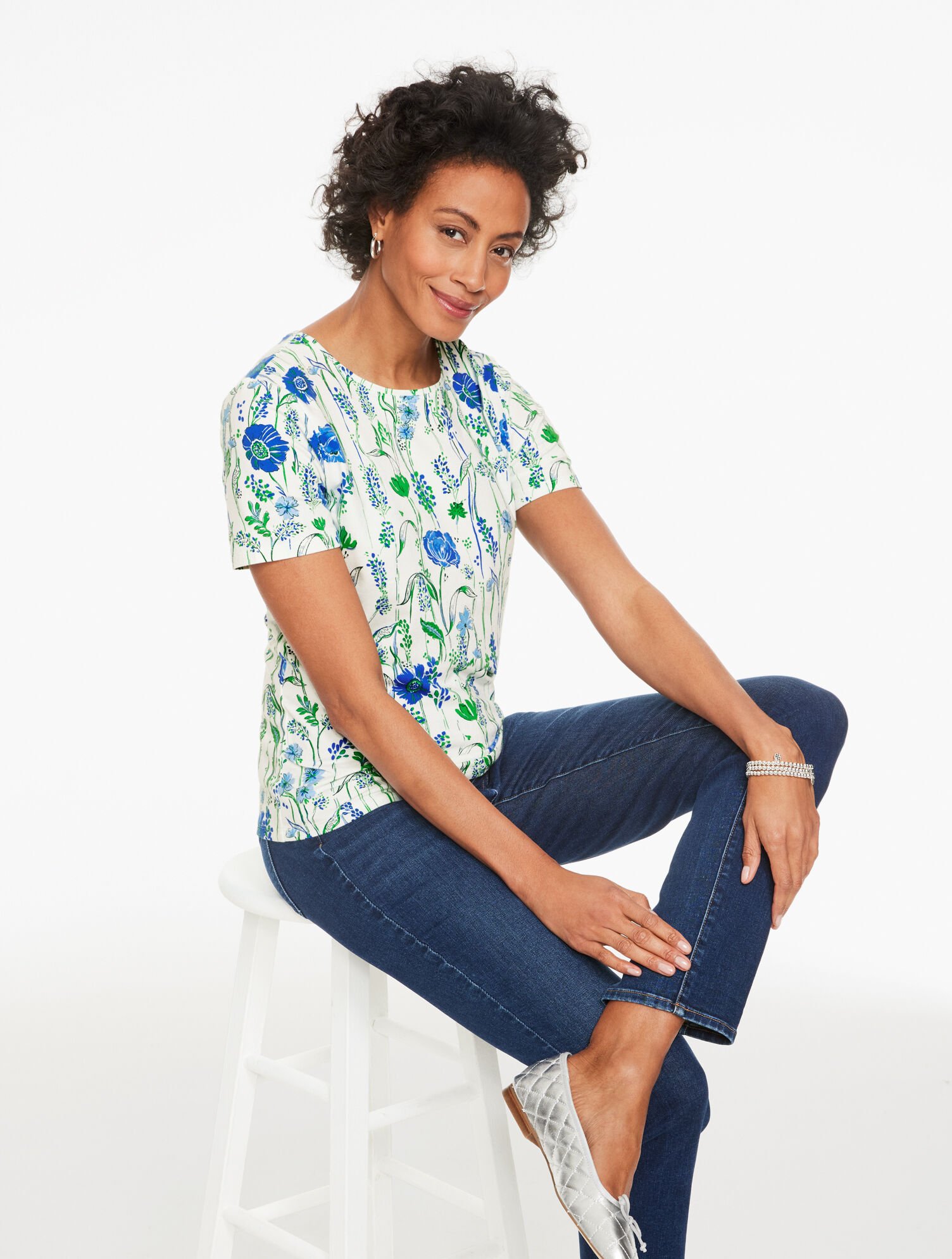 Crewneck Tee - Lively Wildflowers