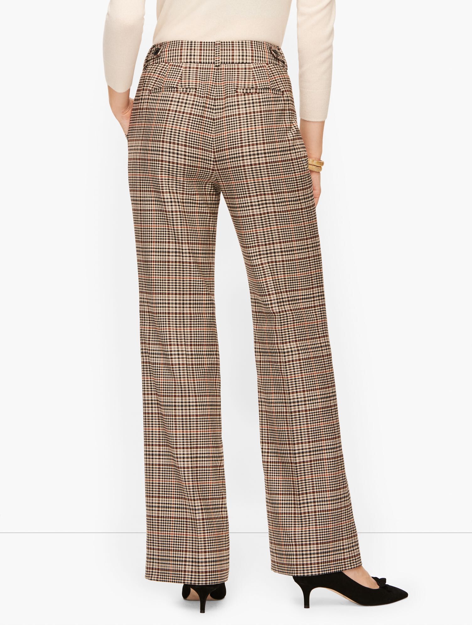 High Waist Flare Pants Plaid Talbots