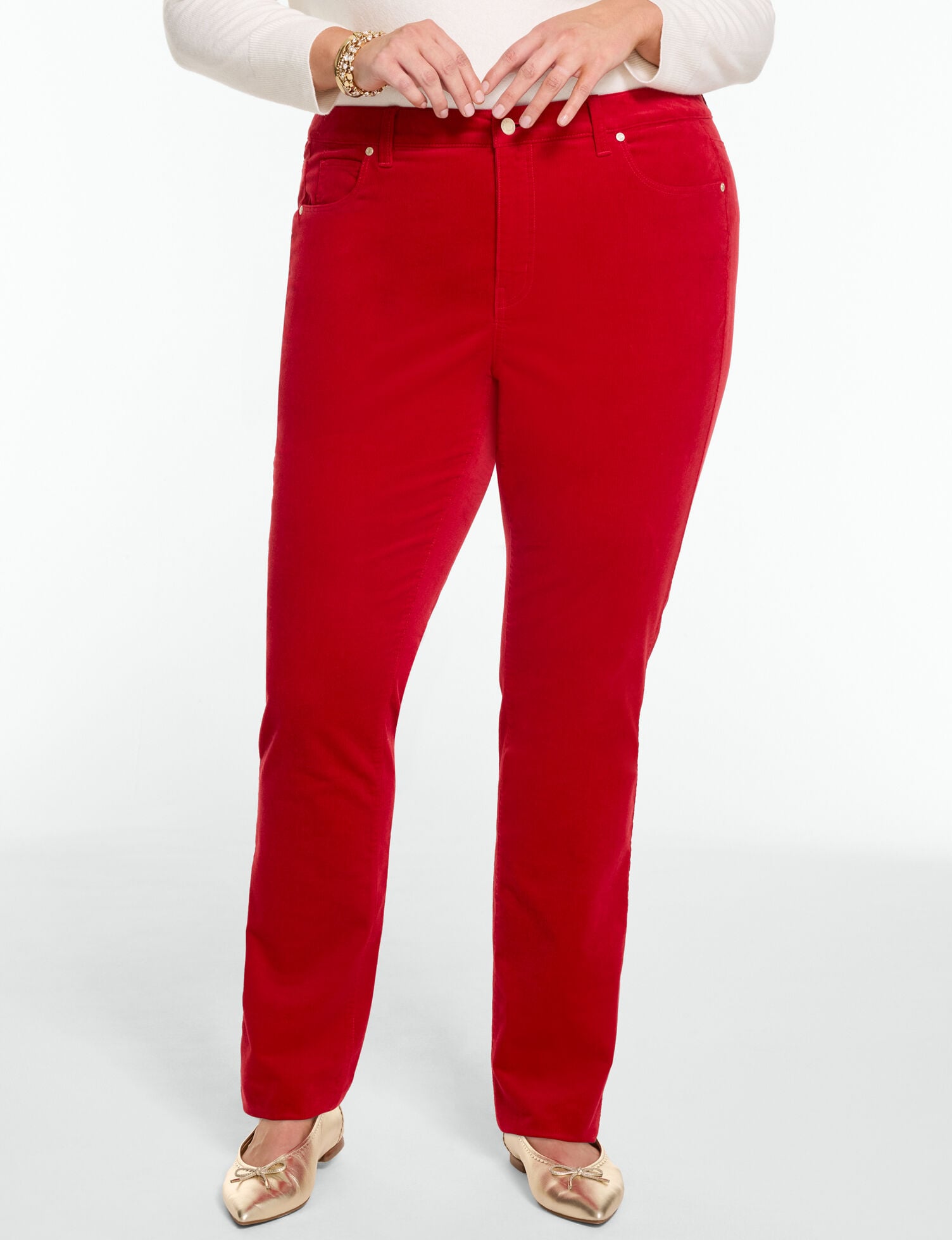 Stretch Corduroy Straight Leg Pants