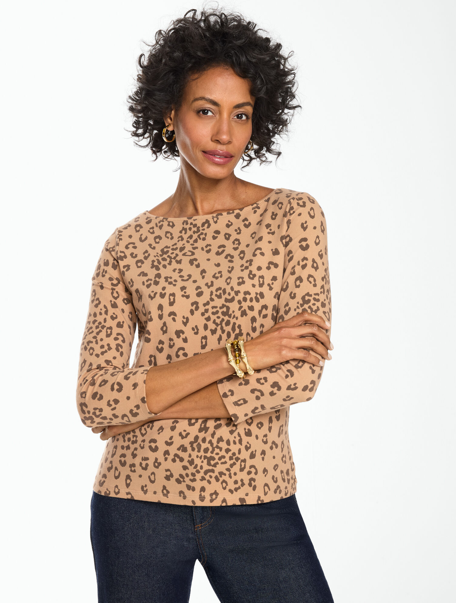 Bateau Neck Tee - Modern Leopard