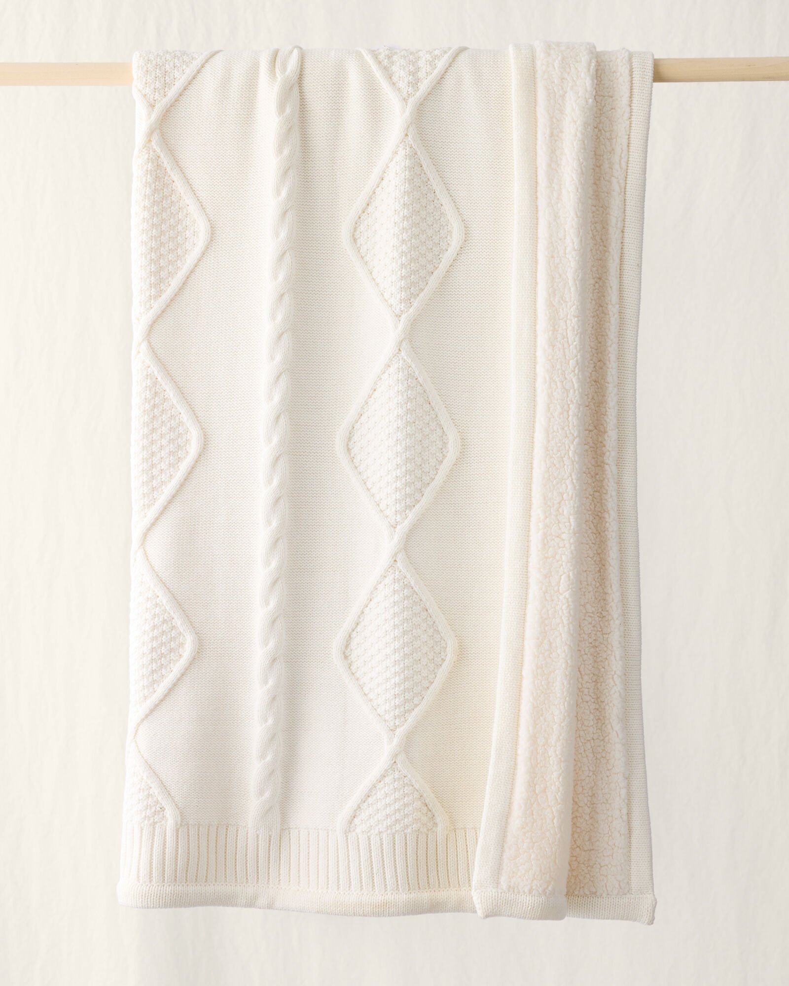 Cotton Cable/Faux Fur Throw