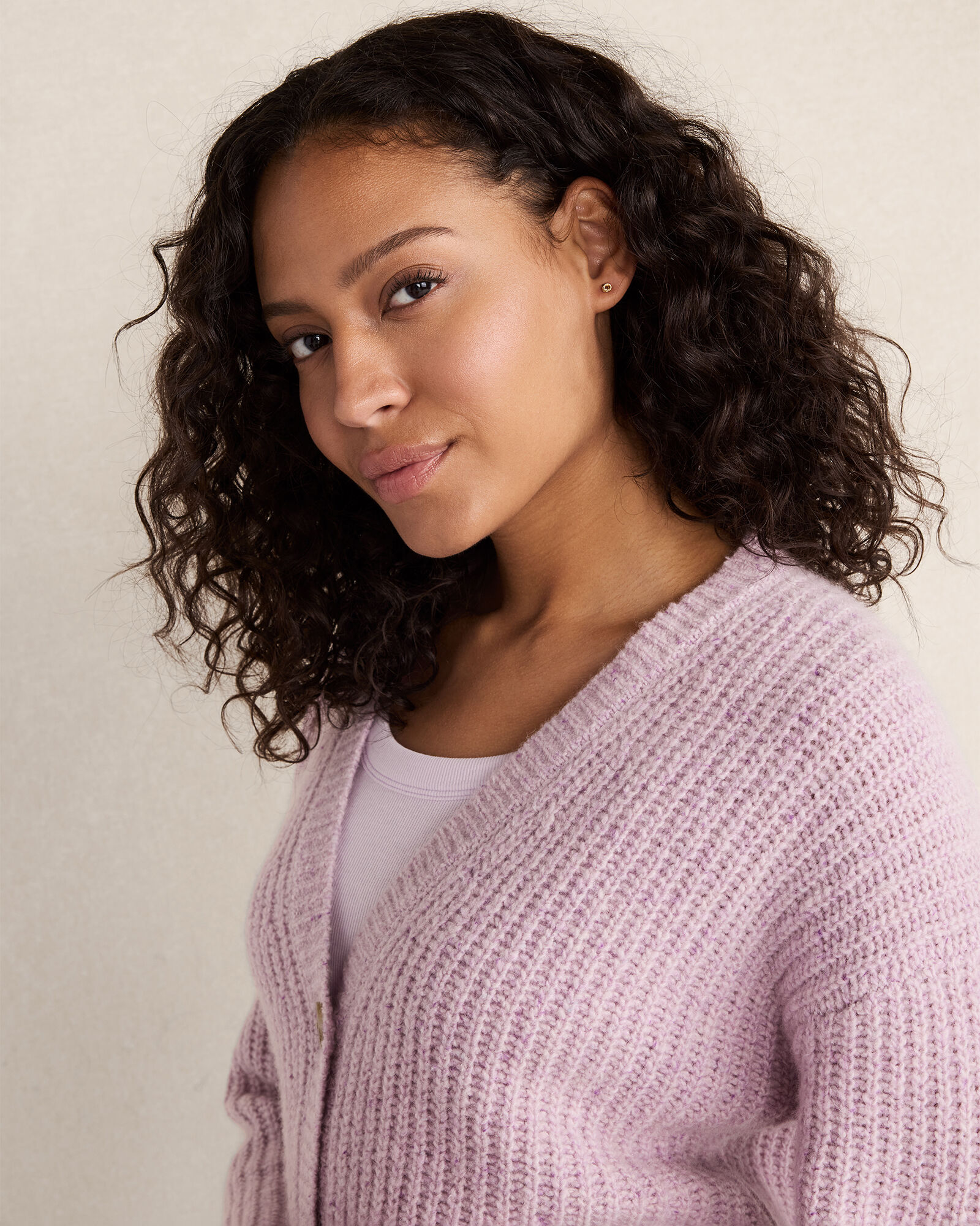 Marled Cashmere Shaker Stitch Cardigan
