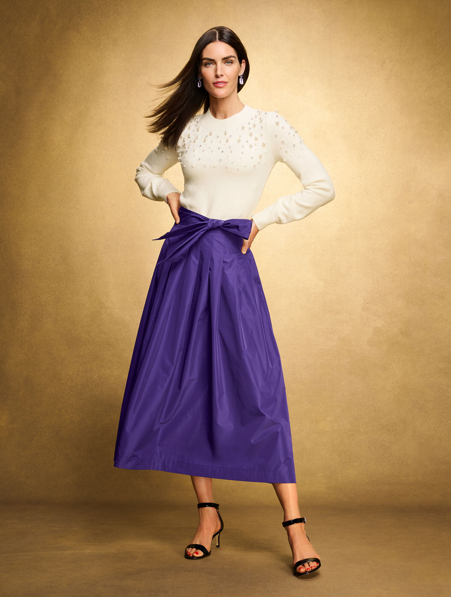 Taffeta Fit & Flare Skirt | Talbots