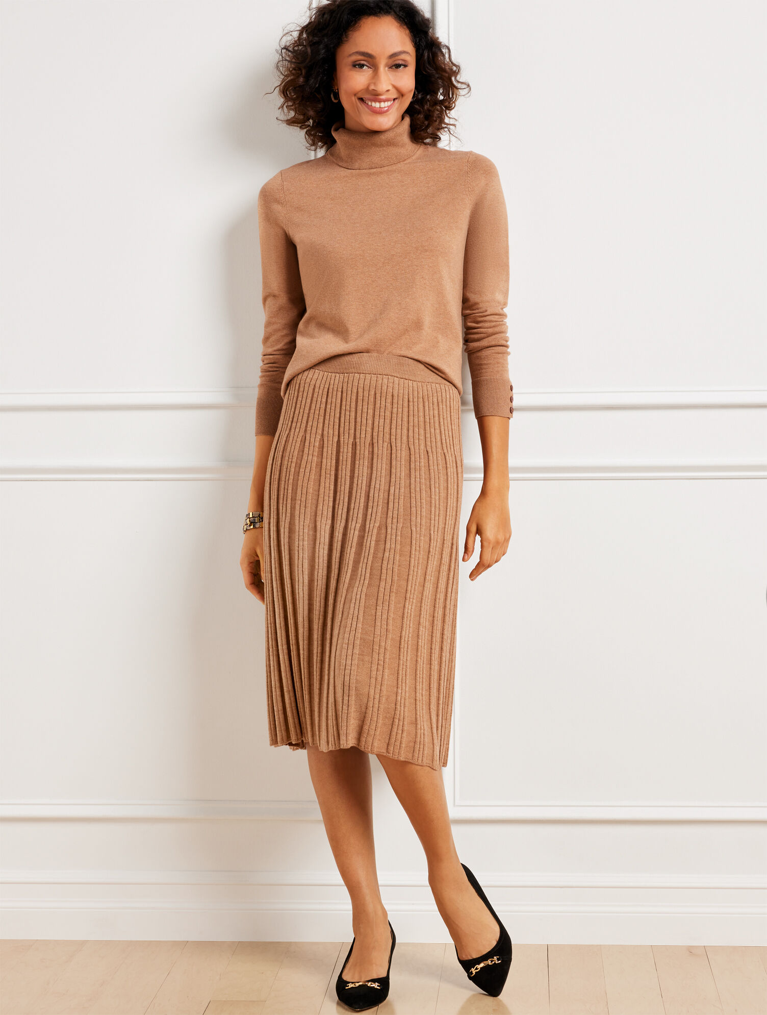 Merino Wool Fit & Flare Sweater Skirt