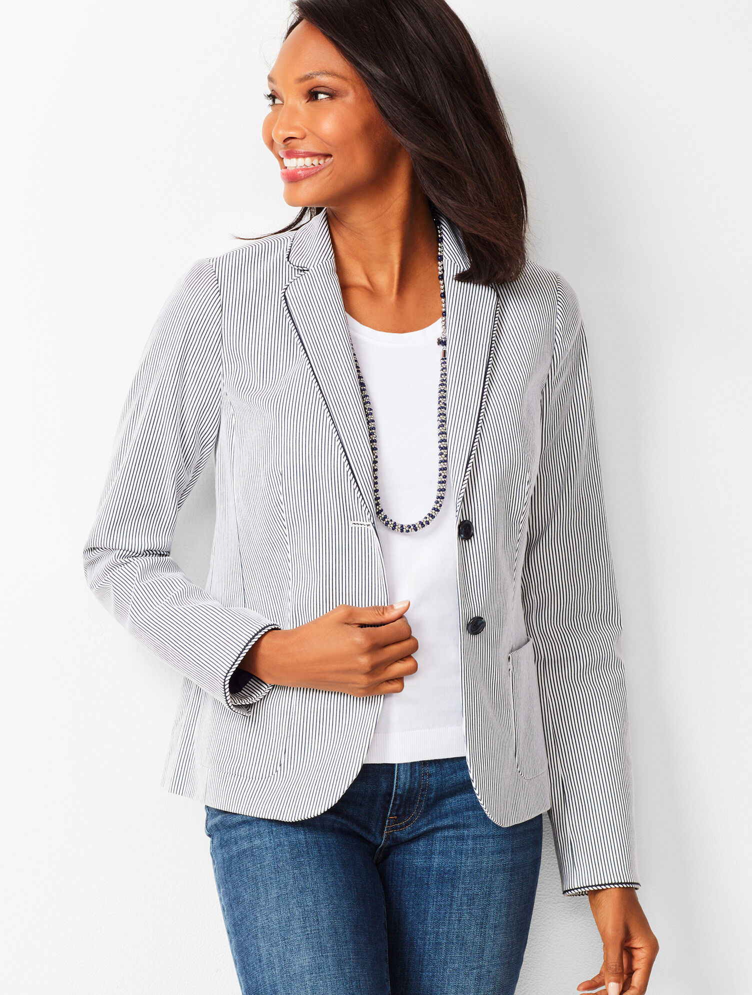 Stripe Piped Blazer
