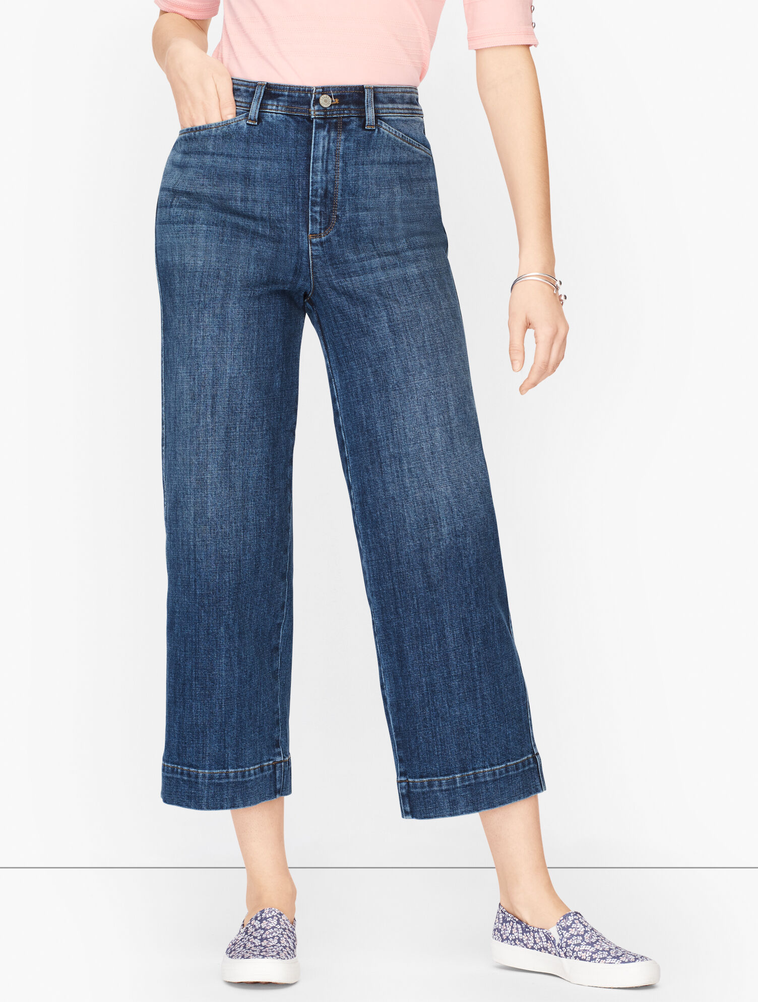 Wide Leg Crop Jeans - Fleet Wash - Curvy Fit