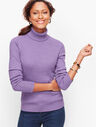 Button Cuff Ribbed Turtleneck Sweater