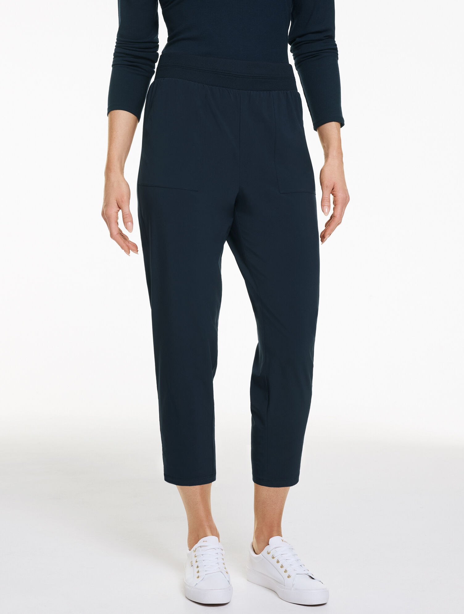 Lightweight Woven Stretch Straight Crop Pants