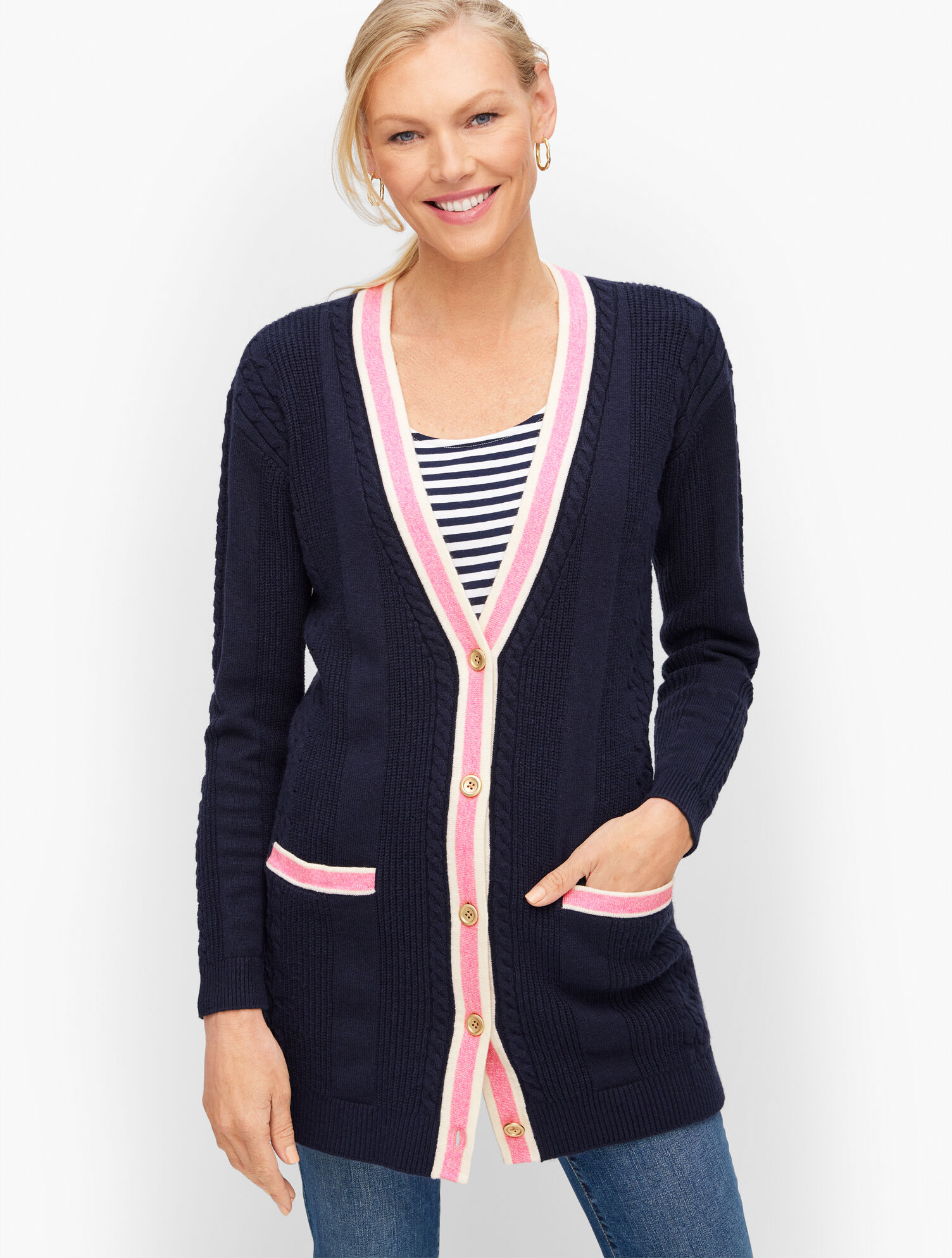 Cable Knit Cardigan - Tipped