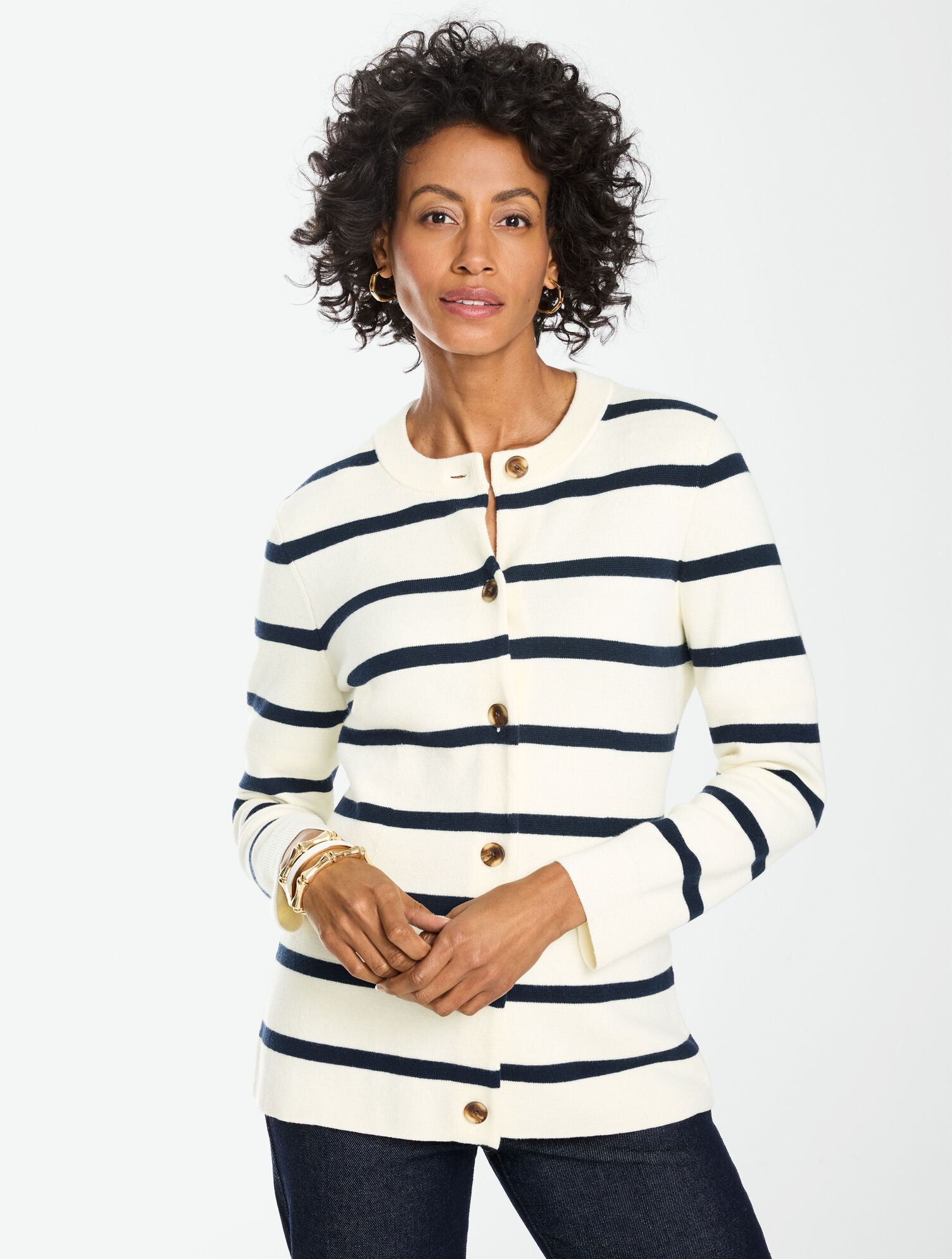 Clean Stripe Knit Blazer