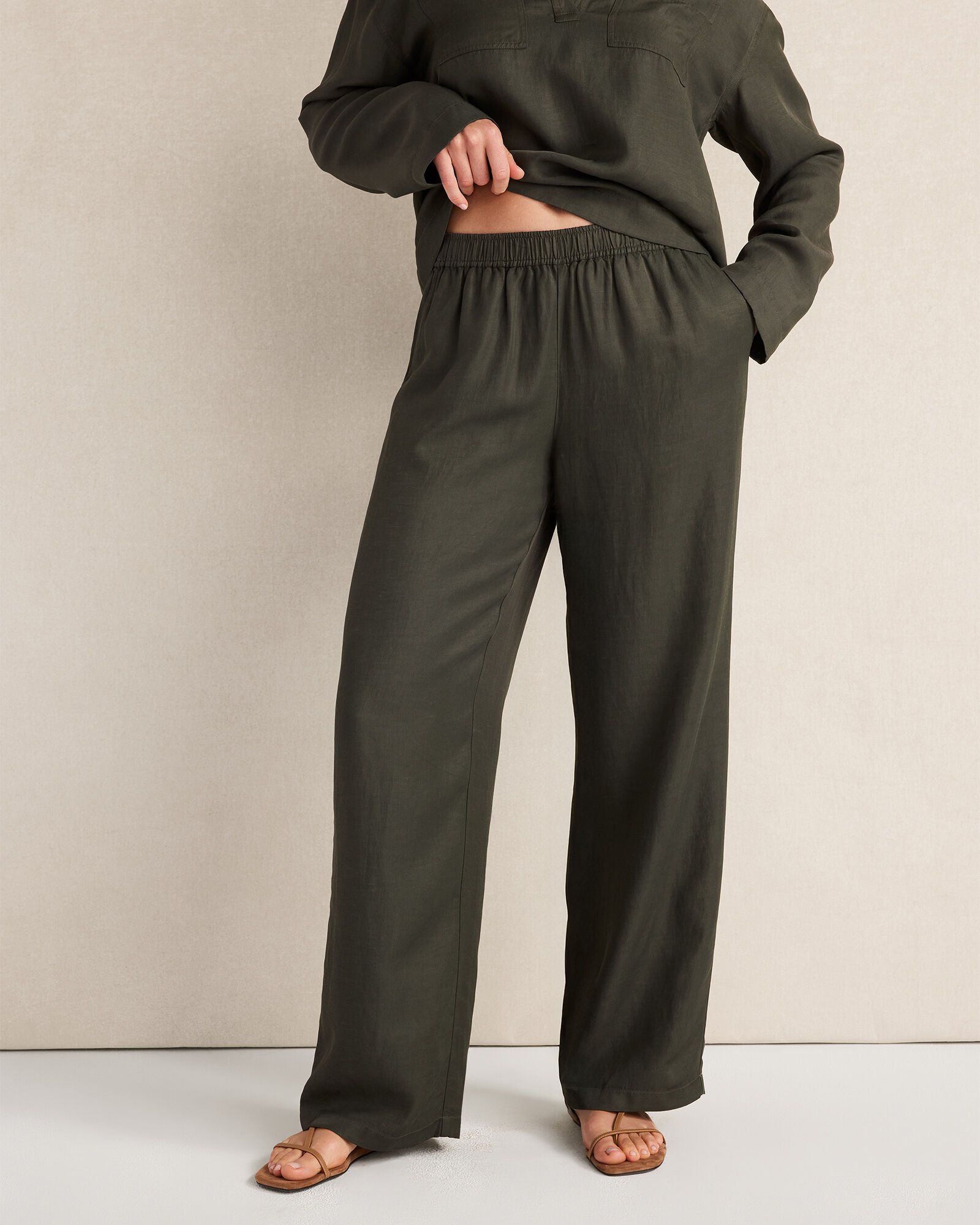 Viscose Linen Wide Leg Pants