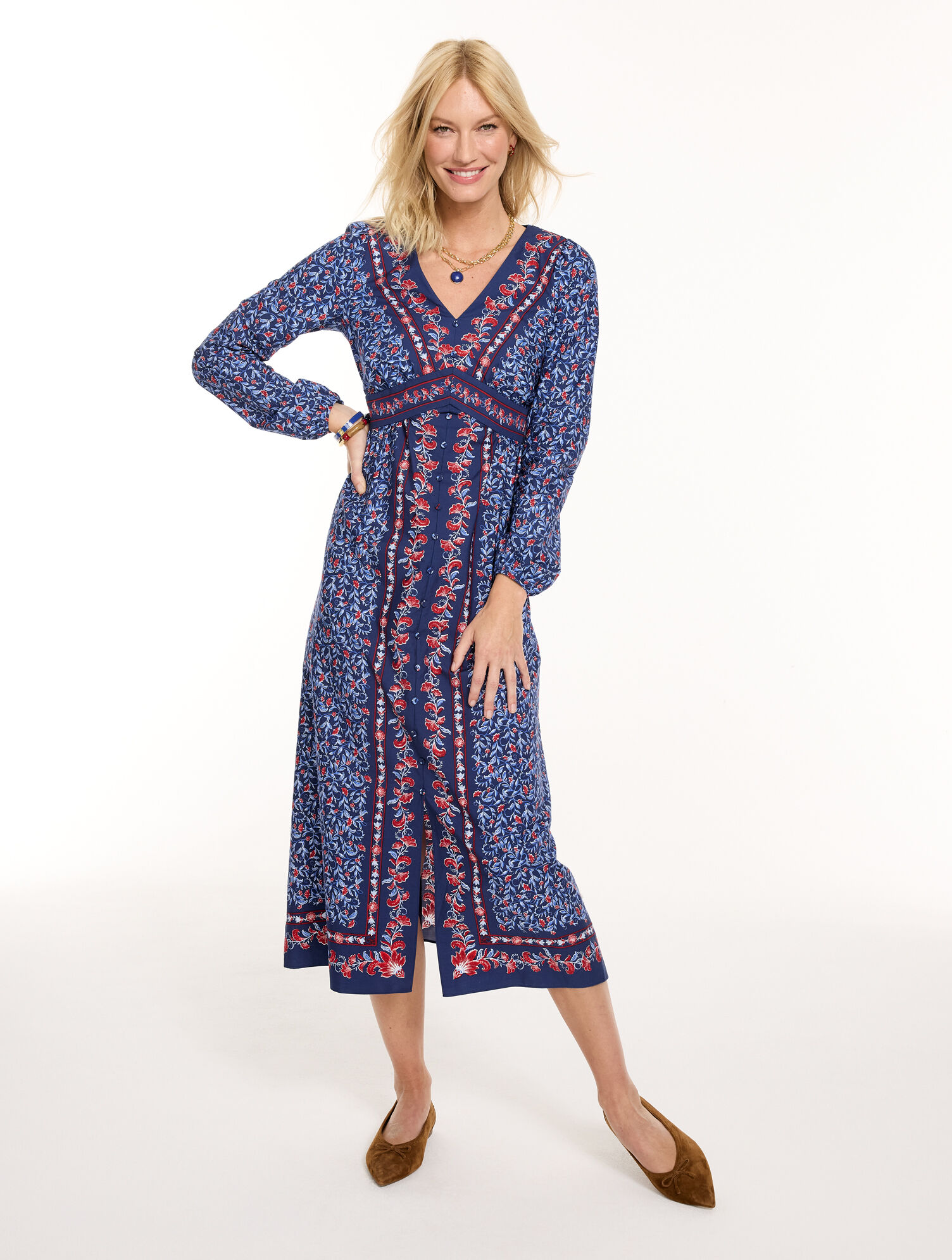 Poplin Fit &amp; Flare Dress - Enchanting Floral