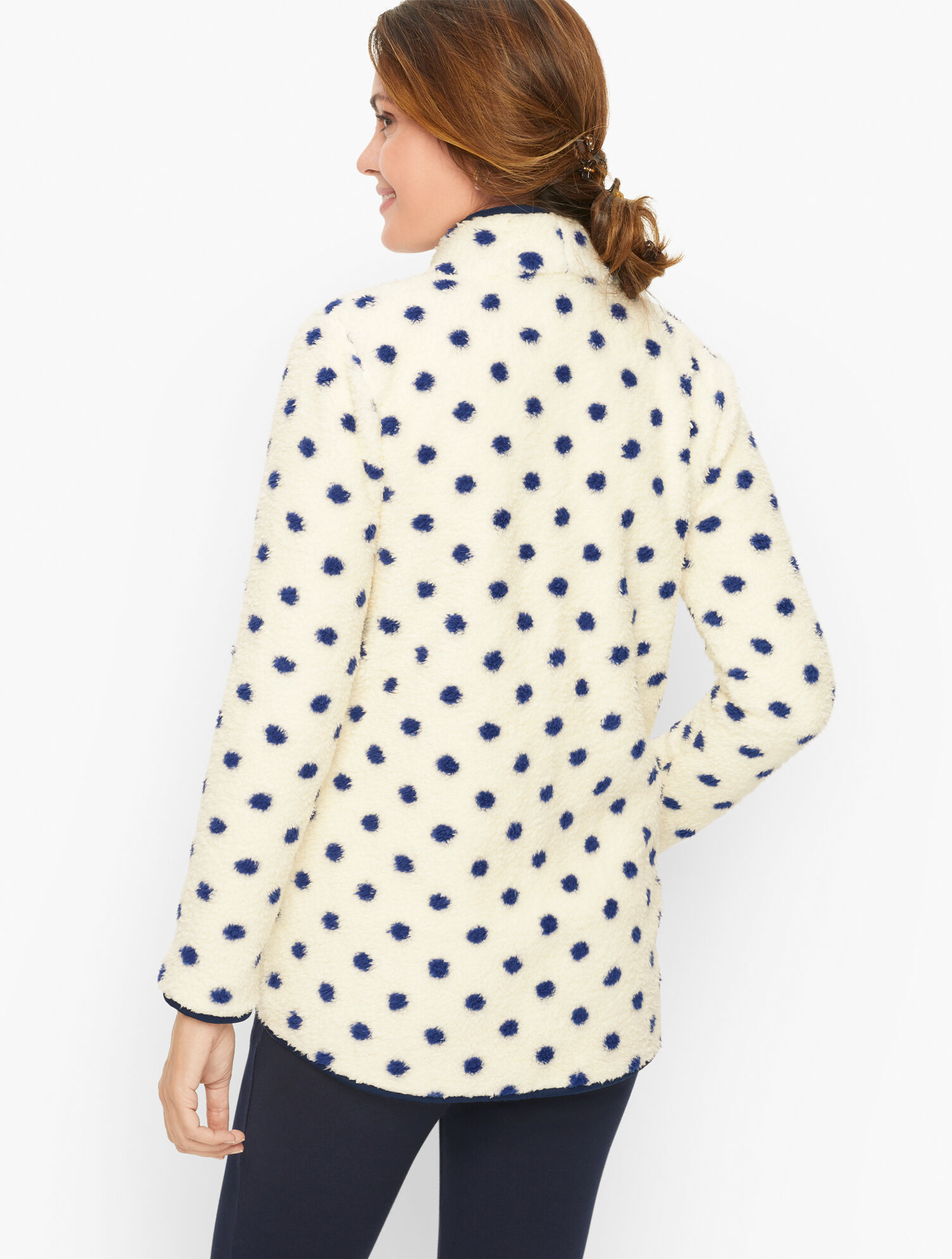 High-Low Cozy Sherpa Jacket - Simple Dot