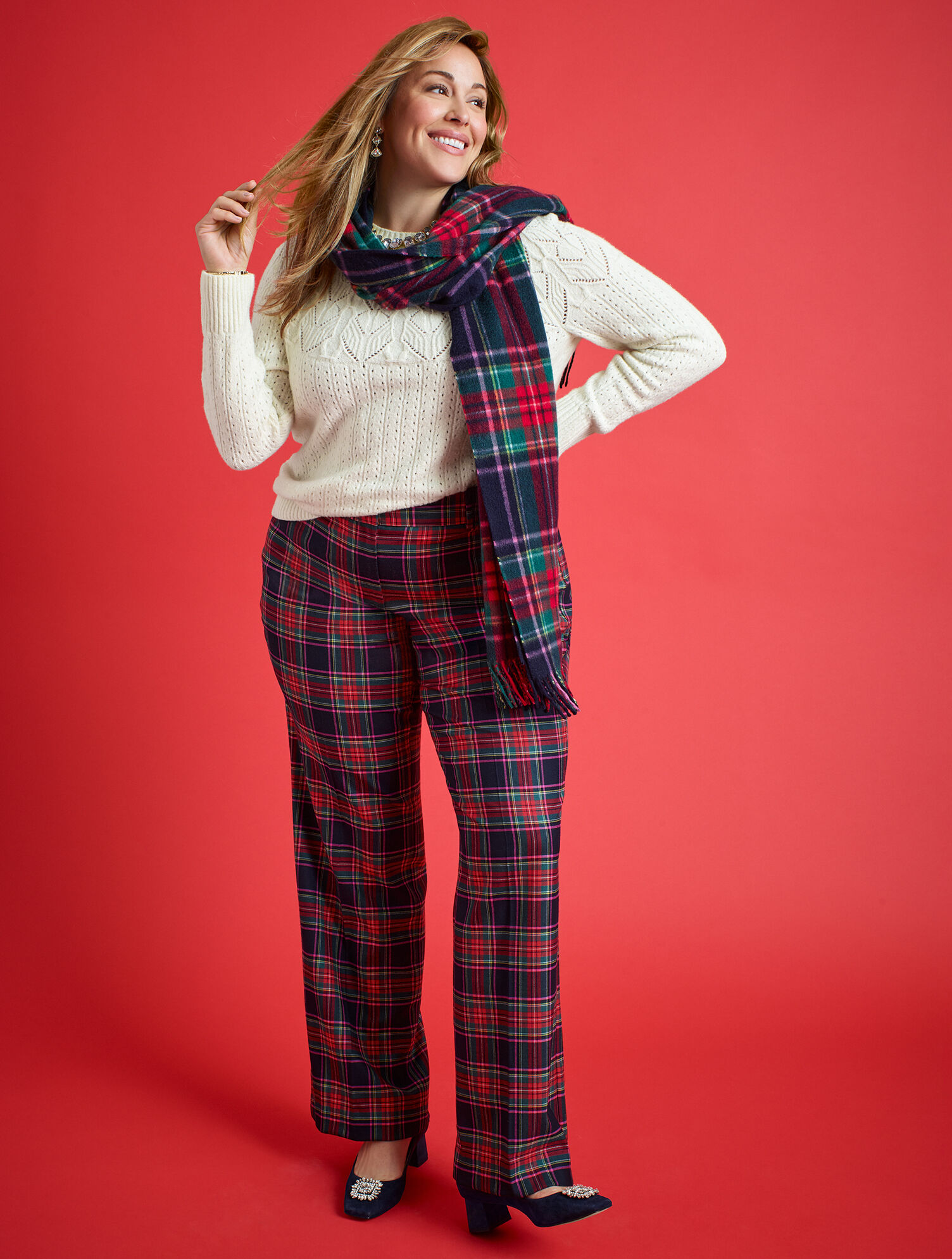 Talbots Greenwich Wide Leg Pants - Dashing Plaid