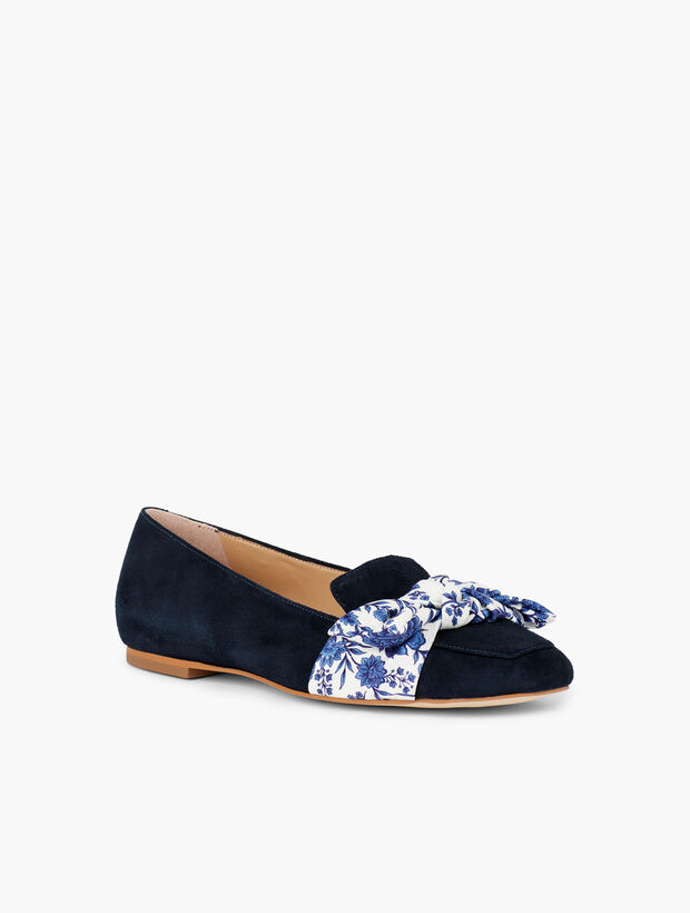Stella Floral Bow Suede Loafers