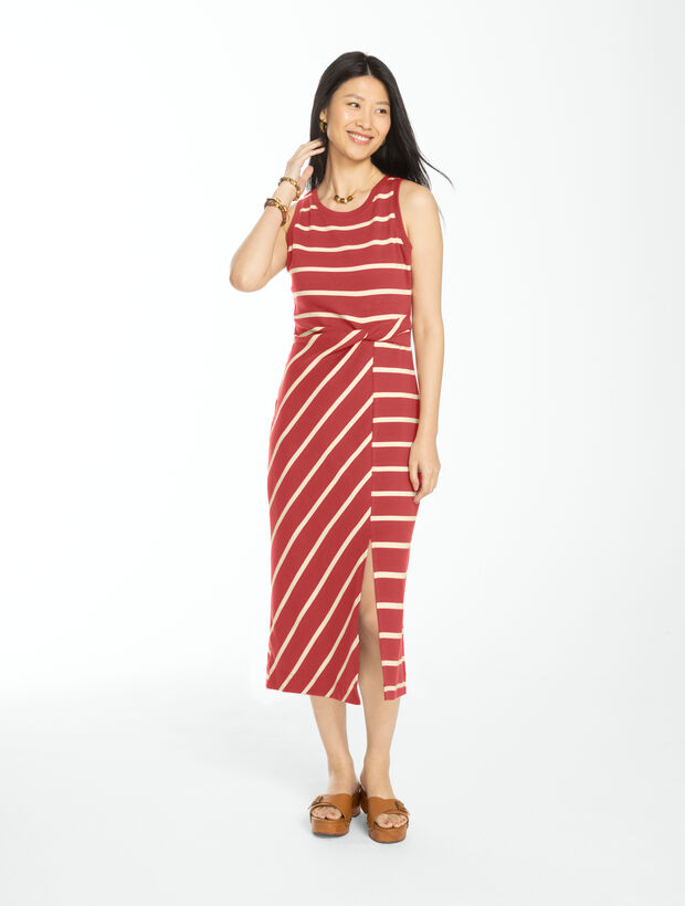Twist Front Knit Midi Dress - Desert Stripe