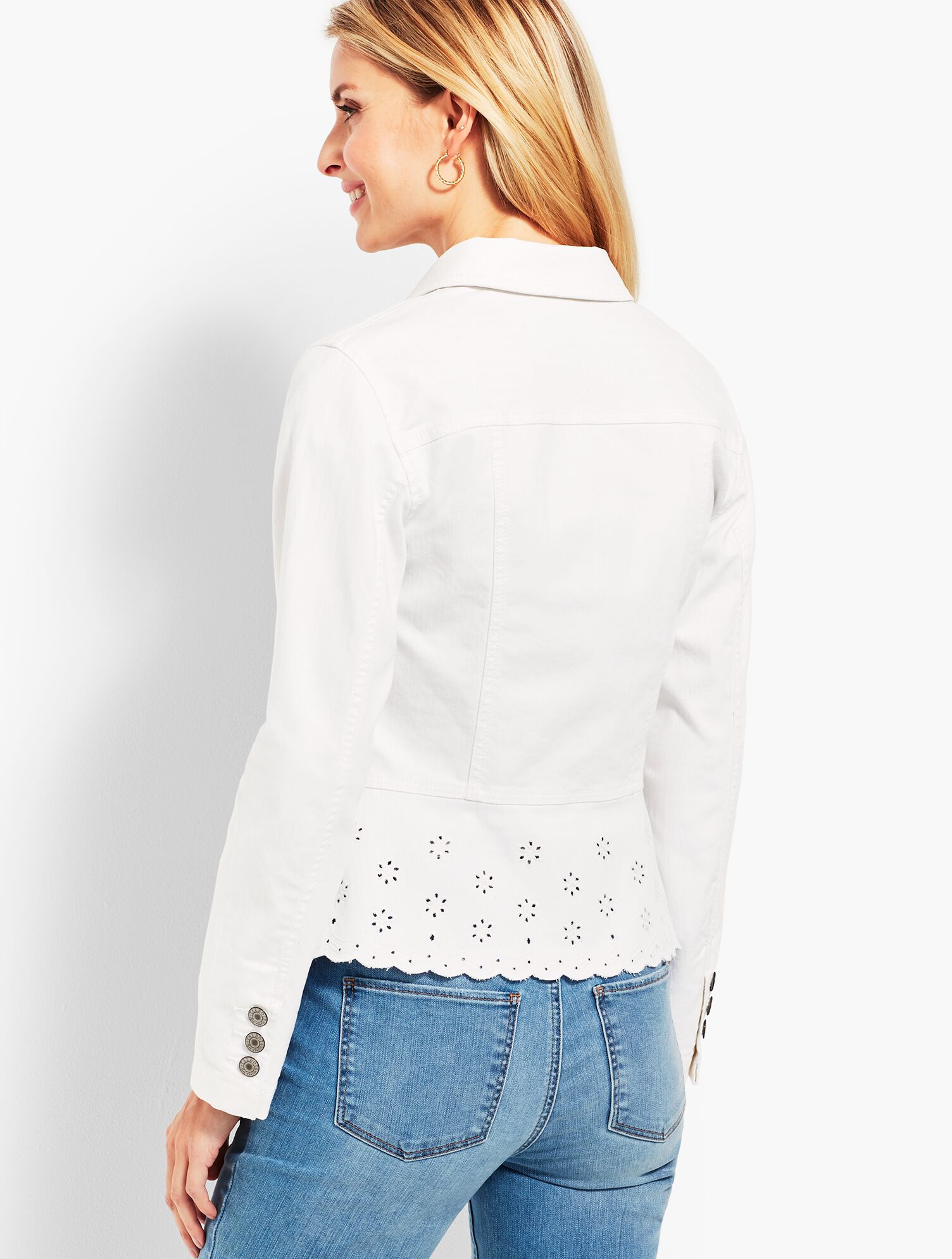 Peplum White-Denim Jacket | Talbots