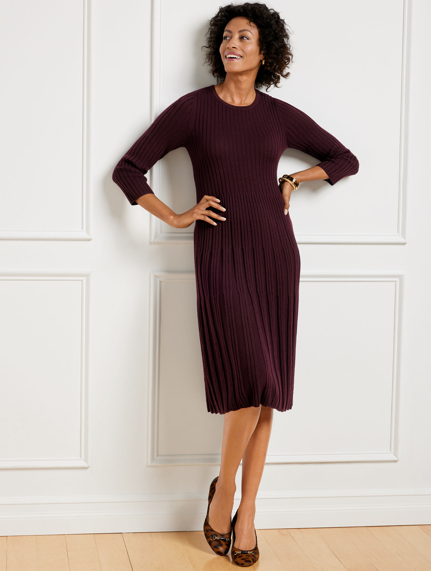 Merino Wool Fit &amp; Flare Sweater Dress