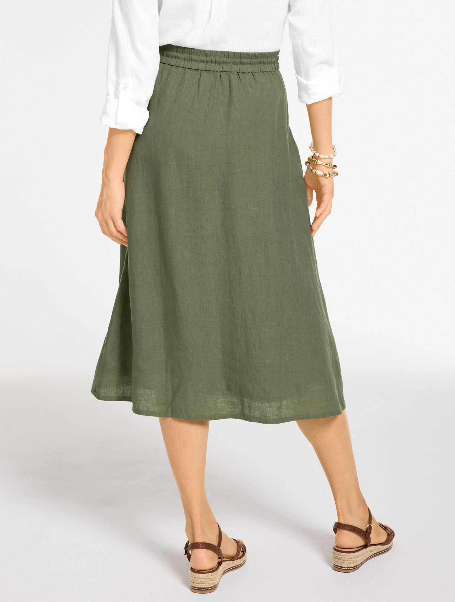 Linen Fit &amp; Flare Skirt