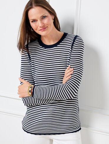Crewneck Sweater - Scallop Stripe