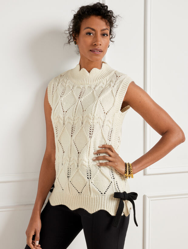 Scallop Trim Sweater Vest