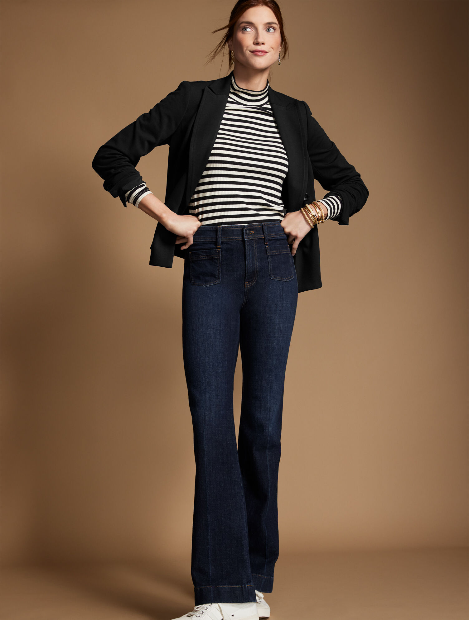 Luxe Italian Knit Double Breasted Blazer Talbots