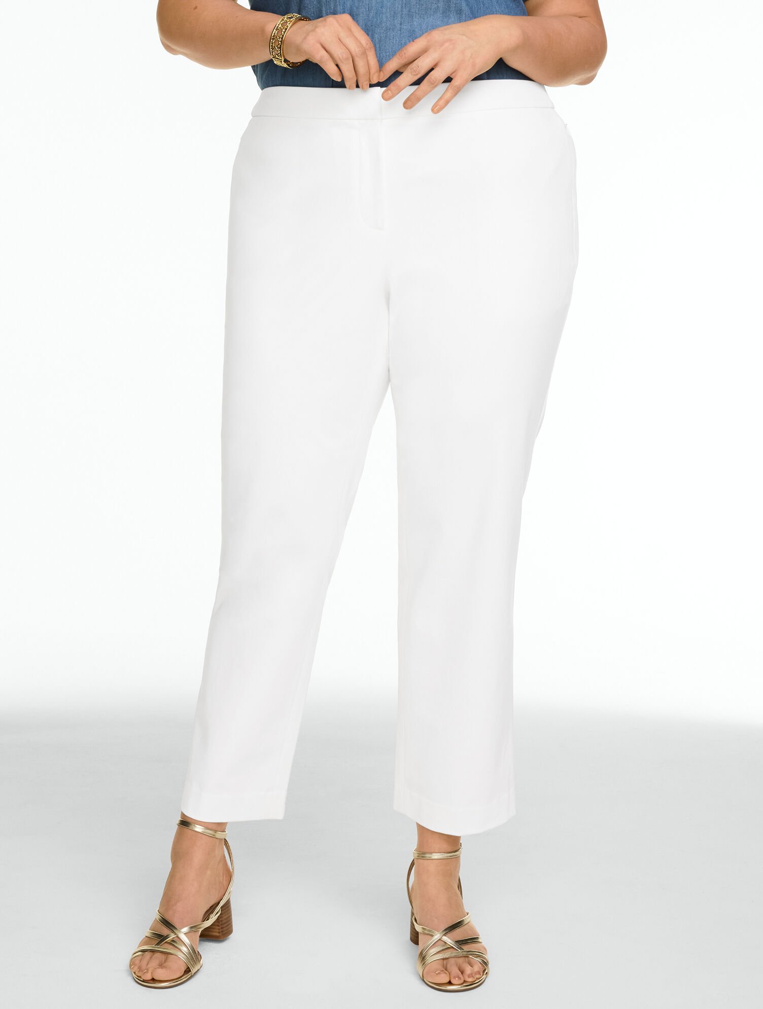 Straight Ankle Cotton Bi-Stretch Pants