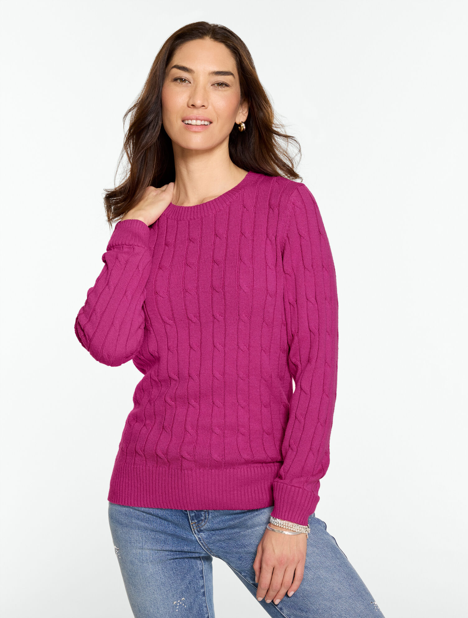 Soft Cable Knit Crewneck Sweater