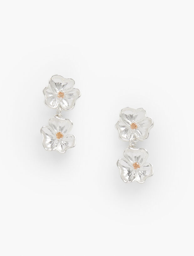 Sterling Silver Floral Drop Earrings