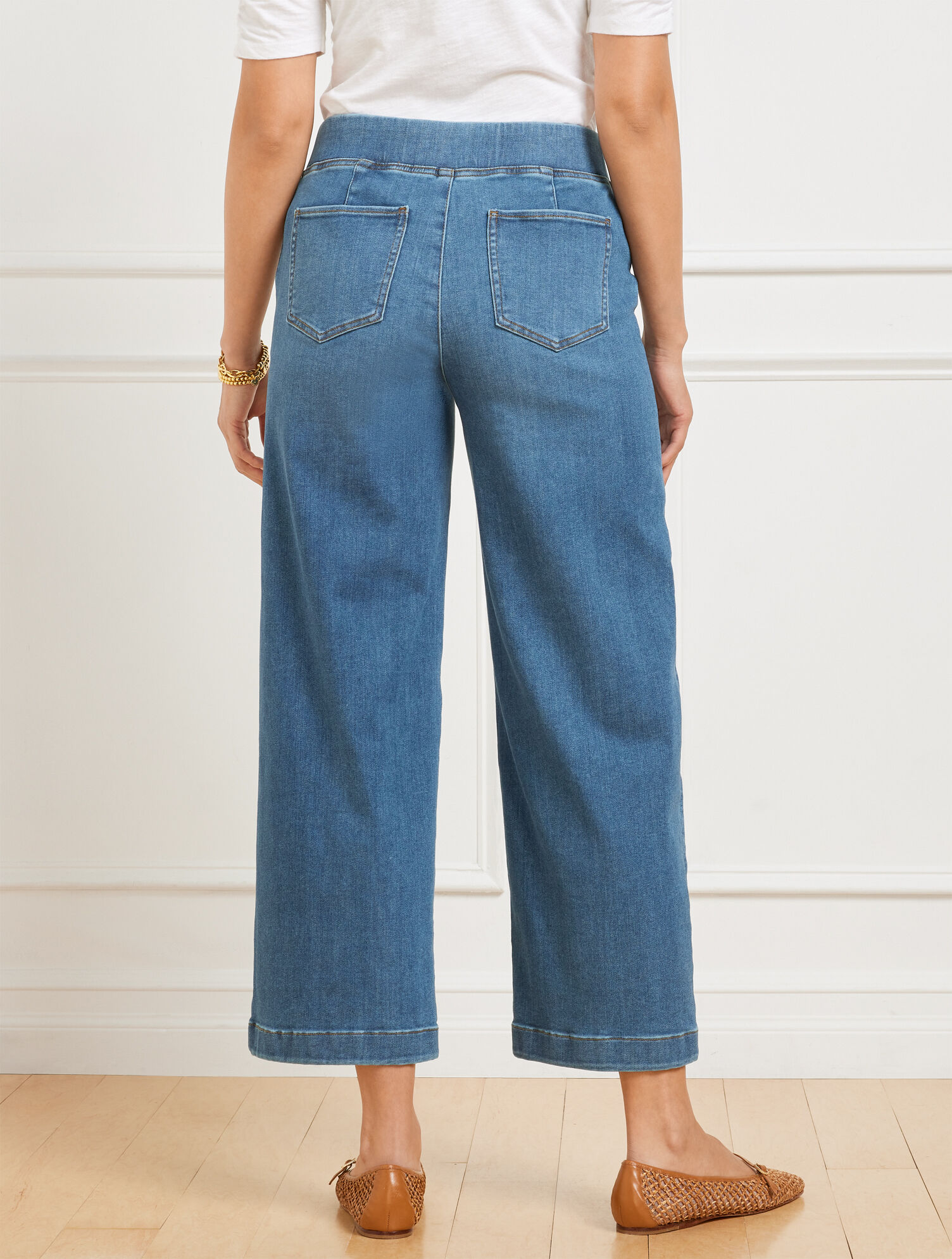 Wide Crop Pull-On Travel Jeans - Andalusia Wash | Talbots