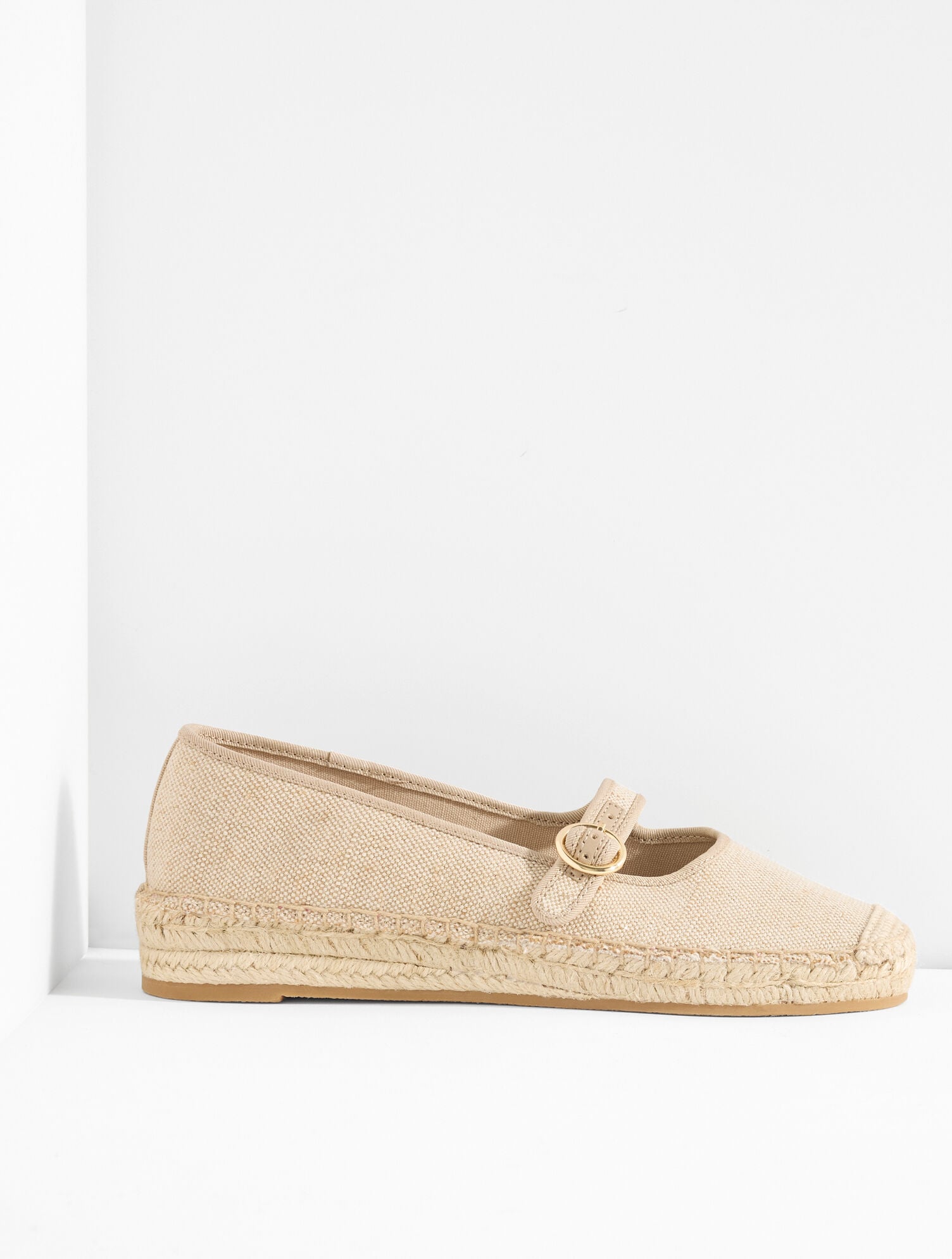 Iva Mary Jane Metallic Linen Espadrille Flats