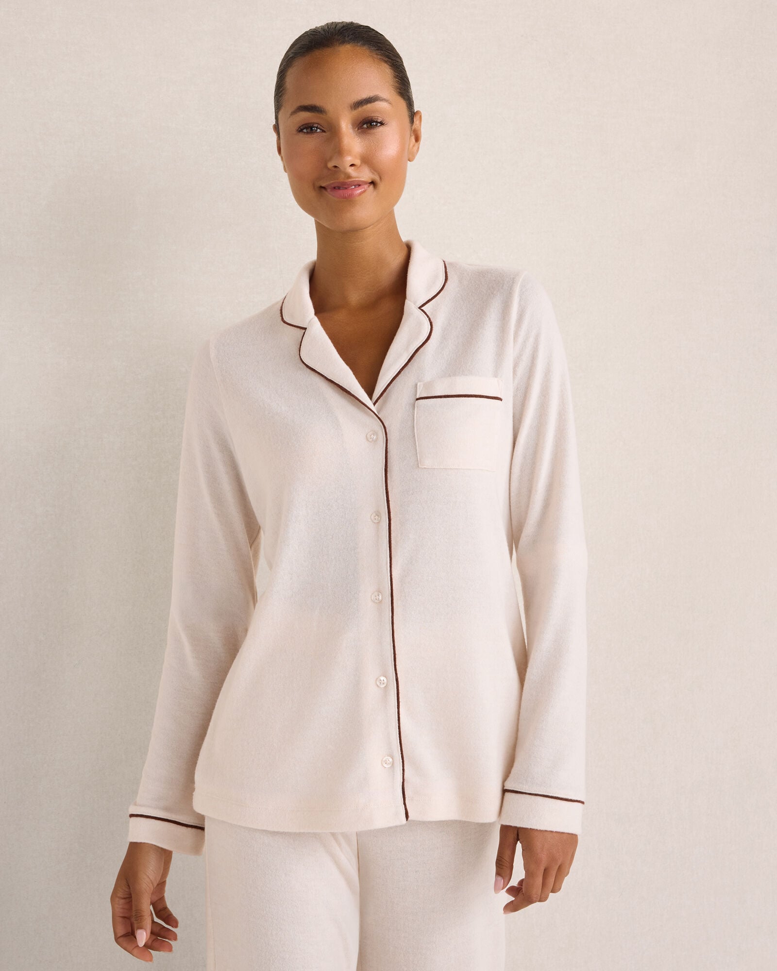 Marled Knit Pajama Top
