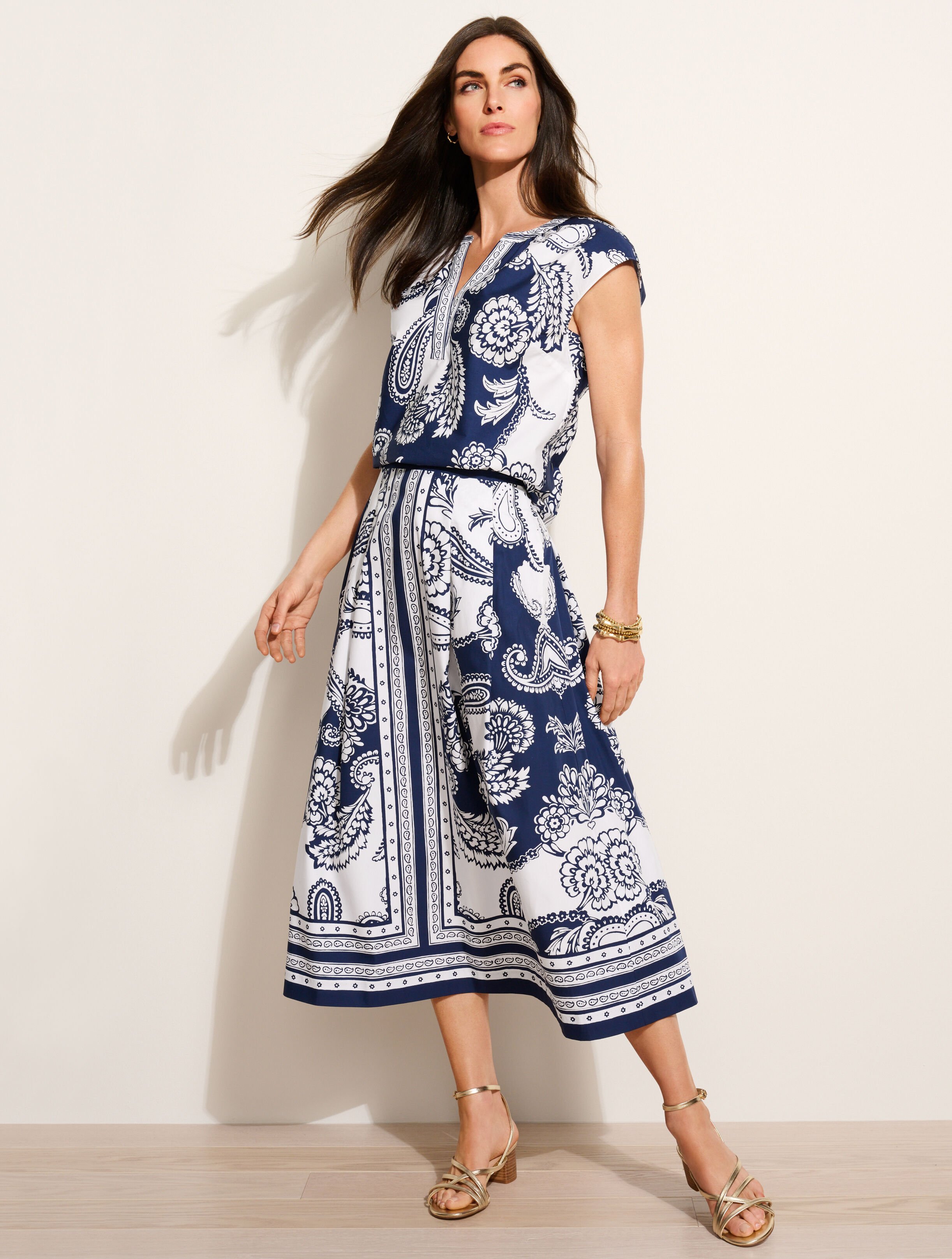 Poplin Top  - Twirling Paisley