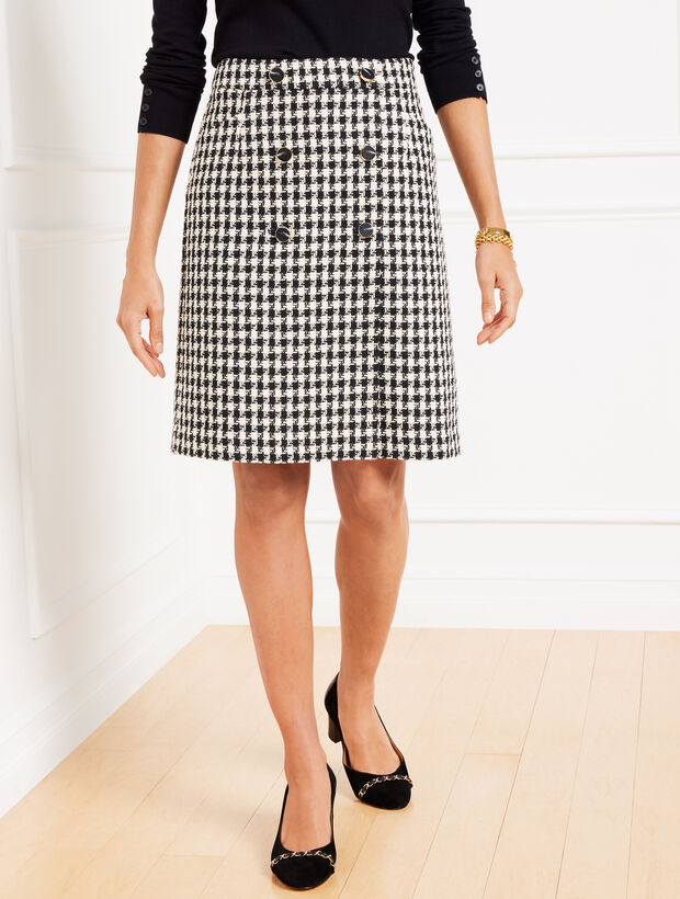 Houndstooth Tweed A-Line Skirt 