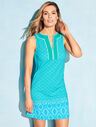 Cabana Life&reg; Embroidered Tunic Dress - Aqua Palm