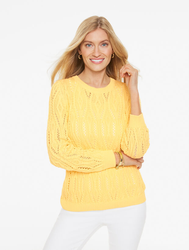 Open Stitch Crewneck Sweater