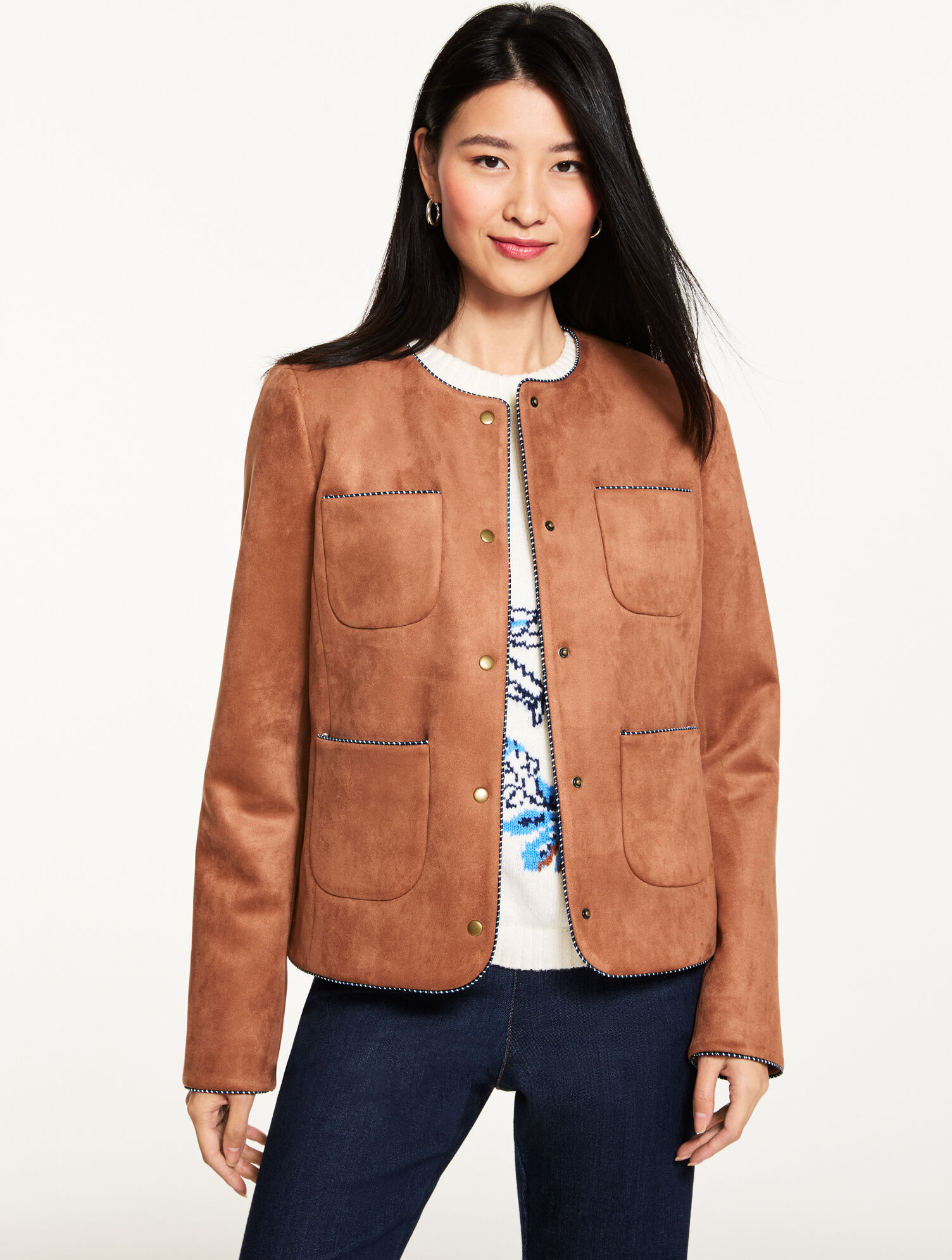 Women's Plus Size - Faux Suede Jacket - Jasper - 1X Talbots Women's Plus Size - Faux Suede Jacket - Jasper - 1X Talbots