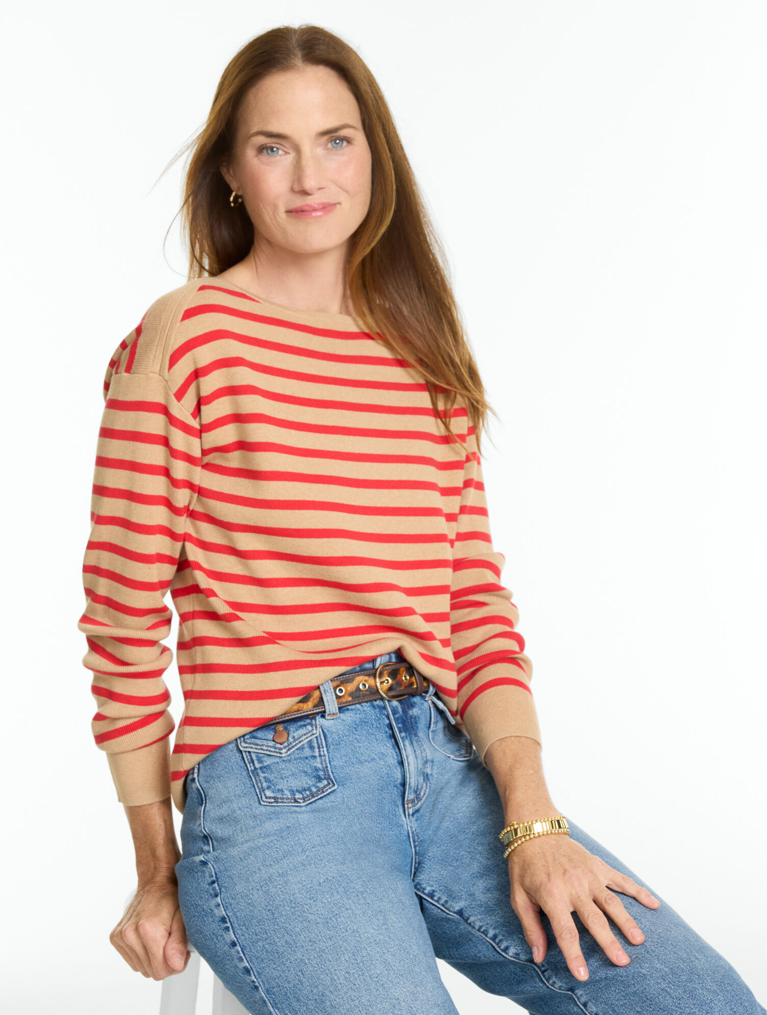 Envelope Neck Pullover - Stripe